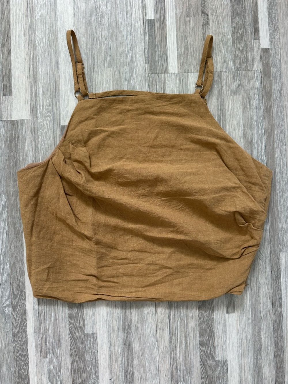 Zara Beige Linen Crop Top – Adjustable Straps, Size XS